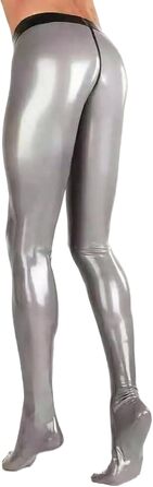 Легінси чоловічі Latexhose з блискавкою спереду, Cool Sexy Clubwear, 0.4 мм, 3XL, срібні, чорні