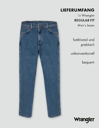 Чоловічі джинси Wrangler Regular Fit Regular - середня посадка, чорні, Stonewash (W44 L30)