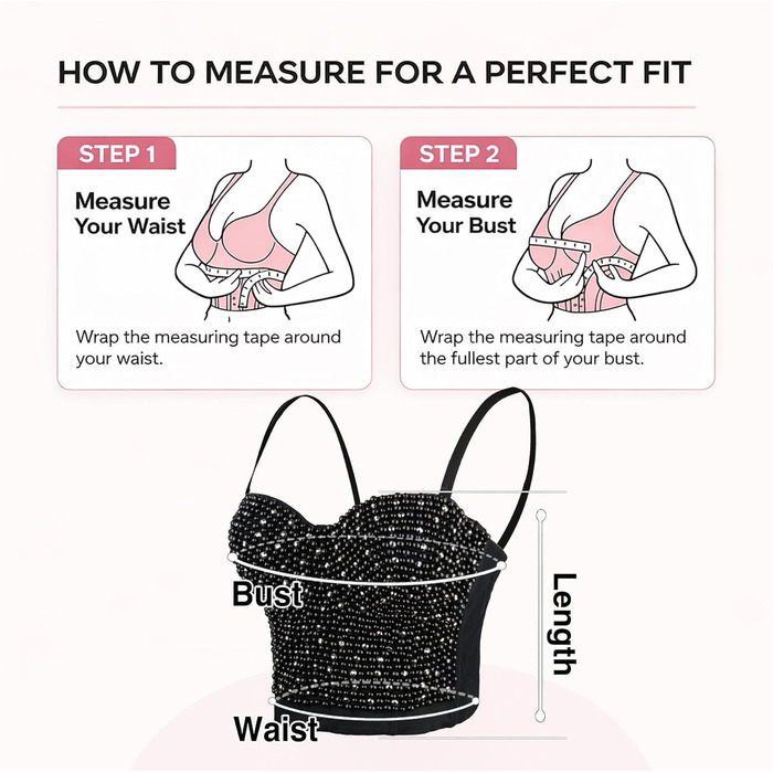 Корсет жіночий ELLACCI з діамантовими перлами та стразами, чорний