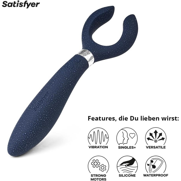 Вібратор Satisfyer Endless Fun для пар: 33 функції, 100 вібрацій, сильний та тихий | Для жінок та чоловіків | Може використовуватись як дildo та для стимуляції клітора | 1 шт. (1 упаковка) (Блакитний)