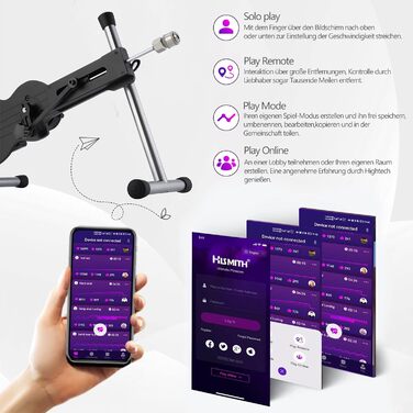 Інтимна іграшка Hismith Mini Fickmaschine: сексуальна машинка з дildo, керування через APP, система KlicLok, для жінок та чоловіків