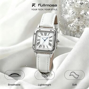 Шкіряний ремінець Fullmosa 18мм для Garmin Vivoactive 6/5/4, Venu SQ та Samsung Galaxy Watch 7/6/5/4 FE, Classic, Pro (Білий, срібляна застібка)