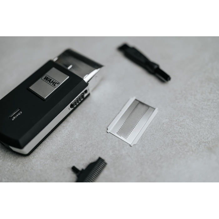 Електробритва Wahl Travel Shaver Gold Edition — бездротовий акумуляторний тример для чоловіків, компактна дорожня бритва для обличчя та бороди, срібляста