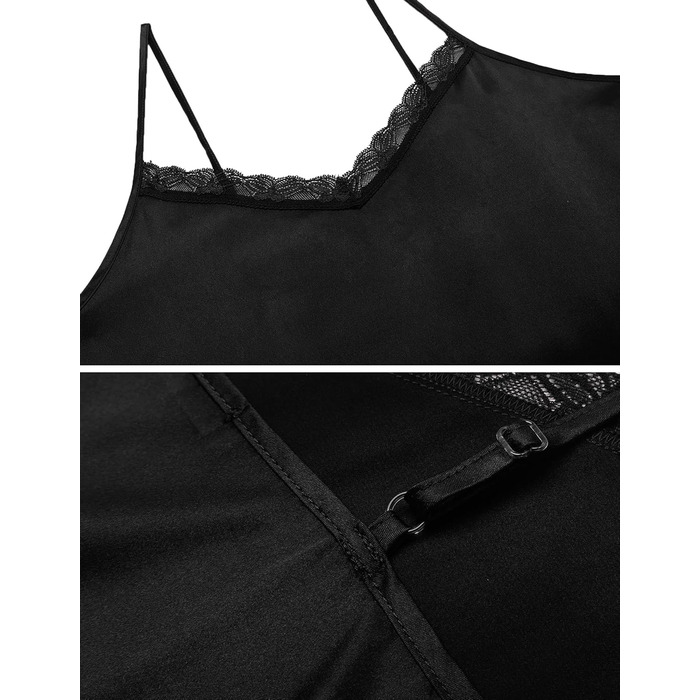 Світшот жіночий Ekouaer з нічною сорочкою, комплект з двох частин, атласний, сексуальний, для дому, вечірній, чорний (03-чорний, M)