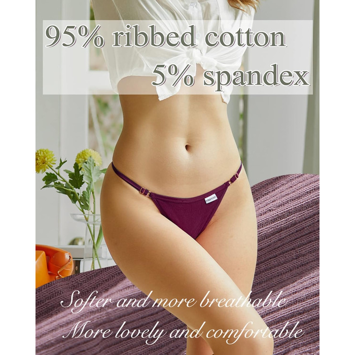 10 шт. жіночі стрінги-танга FINETOO: бавовняні, низька посадка, S-XL