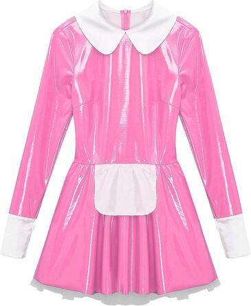 Костюм косплею: Французьке горничне плаття для жінок, рожевий, довгі рукави, A-силует, рожевий, розмір L