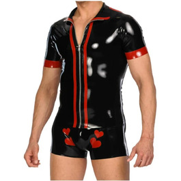 Чоловічий топ з латексу TIANXIAOQWE з блискавкою, костюм для Хелловіну, розміри S-7XL, чорний, 3XL