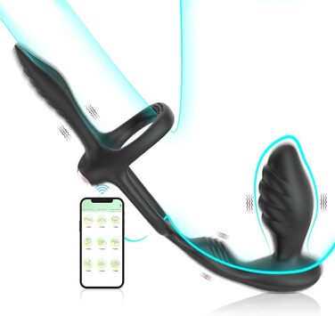 Вібратор для чоловіків 3-в-1: масажер простати, анальний плагін та кільце для статевого члена. 9 режимів вібрації, дистанційне керування.