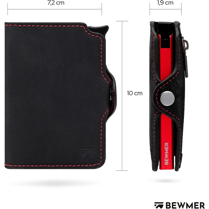 Преміальний картхолдер BEWMER — тонкий гаманець з RFID-захистом для чоловіків та жінок, чорно-червоний