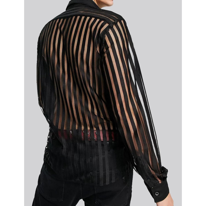 Чоловіча майка-топ з прозорою сіткою, чорна смуга, XXL