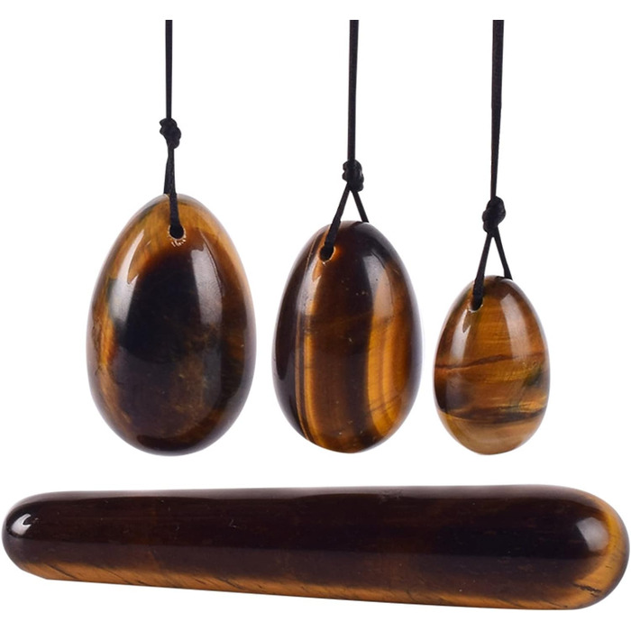 Яскравий тигровий камінь Янь-Інь, набір з 4 шт. Яєця з нефриту для Кегель-вправ, масаж та зміцнення м'язів тазу