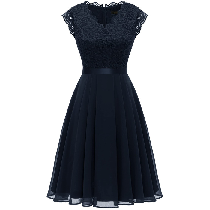 Сукня коктейльна Dressystar Daen для гостей на весілля, довжина міні, темно-синя (L)