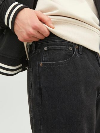 Чоловічі широкі джинси Jack & Jones JJIALEX Baggy Fit, чорний денім, 30W / 32L