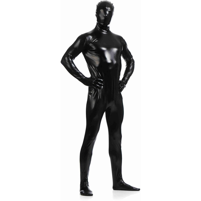 Чоловічий лаковий комбінезон з екошкіри: стильний образ для карнавалу, косплею та вечірок | Чорний