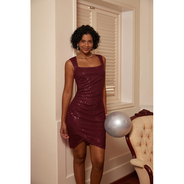 Сукня Grace Karin з паєтками, без рукавів, червона (L) - Mini, Cocktail, Party