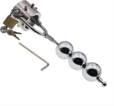 Металевий кільце для пеніса з високою продуктивністю, кавальце для яєчок з нержавіючої сталі з 6 гвинтами та 3 ключами, SM-обмеження, сексуальна іграшка для дорослих, чоловіче тренування на обмеження (кільце + 3 кульки)