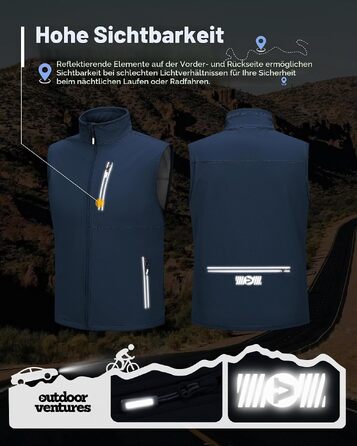 Чоловічий жилет Outdoor Ventures Softshell для велосипеда та активного відпочинку, водонепроникний (M, темно-синій)