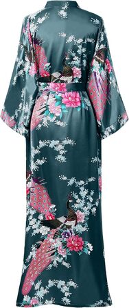 Халат жіночий Babeyond з шовковистого атласу, кімоно, довгий, з принтом павича, для дому, вечірки, універсальний розмір, білий