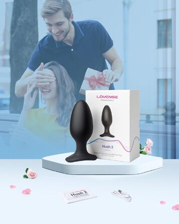 Анальний вібратор Lovense Hush 2 з дистанційним керуванням через додаток, силіконова пробка для анальної стимуляції, IPX7 водонепроникний, Bluetooth, налаштовувані режими вібрації та інтенсивності (57мм)