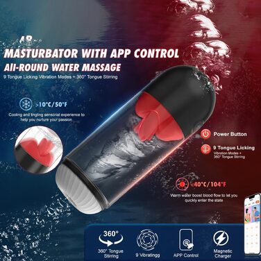 Вібратор для чоловіків Jpscor - стимулятор головки з 9 вібраціями та 360° функцією лизання, пеніс-насос, тренажер для чоловіків