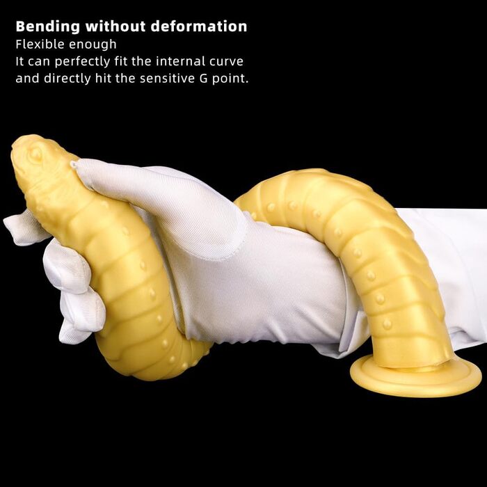 Анальний вібратор з сильним всмоктуванням - гігантський, з рідкого силікону, для глибокого задоволення. Золотий колір.