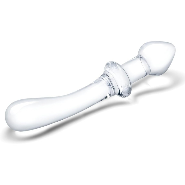 Дільдо з двох кінців, вигнутий, прозорий, 18 см