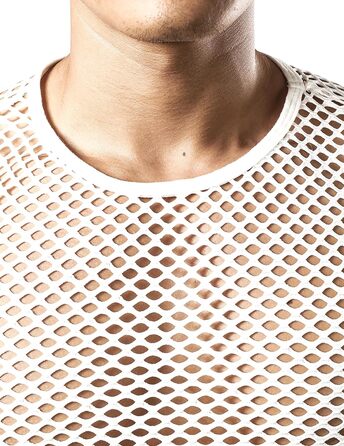 Чоловіча футболка JOGAL з мереживом, прозора, короткий рукав, білий колір