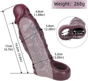 Сліп для пеніса з рідинного силікону з кільцем для яєчок, подовжувач пеніса для збільшення та затримки еякуляції. Інтим-іграшка для чоловіків.