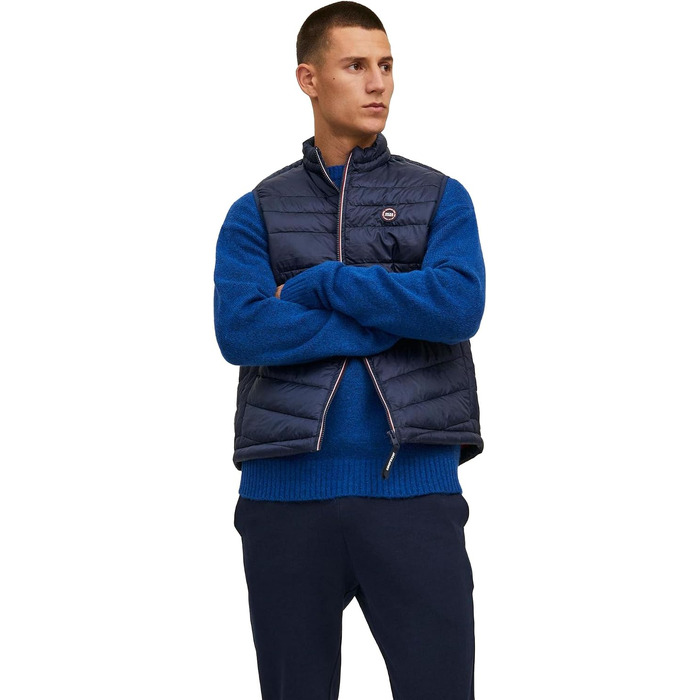 Чоловічий жилет Jack & Jones Jjehero Bodywarmer Noos стібаний, темно-синій (Navy), розмір XL