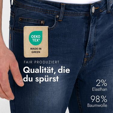 Чоловічі джинси BARBONS Regular-Fit Stretch — класичні прямі штани преміум-якості для бізнесу та відпочинку, сині (34W / 30L)