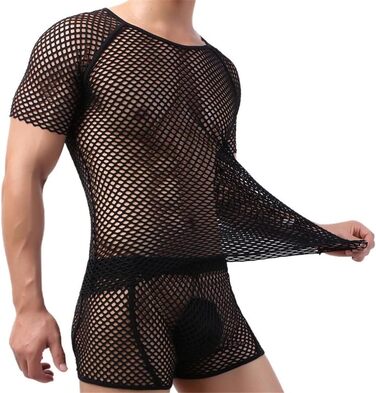 Чоловіча футболка з сітки, прозора, з короткими рукавами, рожевого кольору, XL