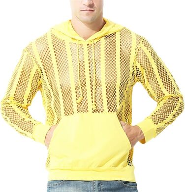 Чоловіча сітчаста сорочка Bollrllr з довгим рукавом, прозора, жовта, XL (1 шт.)