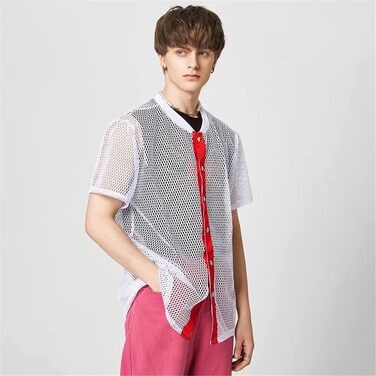 Чоловіча сорочка з мереживом та патчами в стилі American Style, короткий рукав