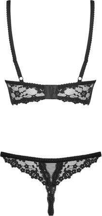 Сексуальний комплект спідньої білизни Obsessive: мереживний бюстгальтер без бретелів та стринги, чорний, S-M