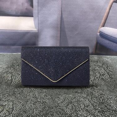 Жіночий вечірній клатч-конверт із блискучих паєток темно-синього кольору, елегантна сумка на плече з від’ємним ланцюжком для весіль та урочистостей