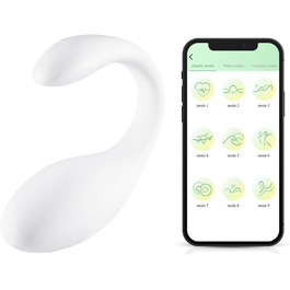Вібратор для жінок та пар з 9 режимів вібрації, керування через додаток, тихий та потужний, білий