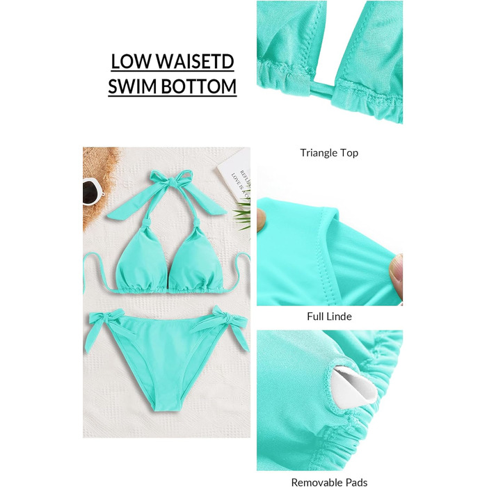 Двокомплектний купальник-бікіні з зав'язками на шиї для дівчаток, трикутник, колір блакитний (2025), розмір XXS