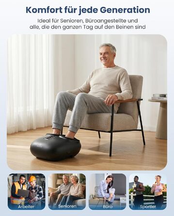 Електричний масажер для ніг COMFIER Shiatsu, інфрачервоний масажер стоп, чорний
