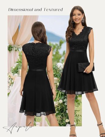 Елегантна коктейльна сукня Dressystar для гостей весілля, довжина до коліна, чорна, розмір XL