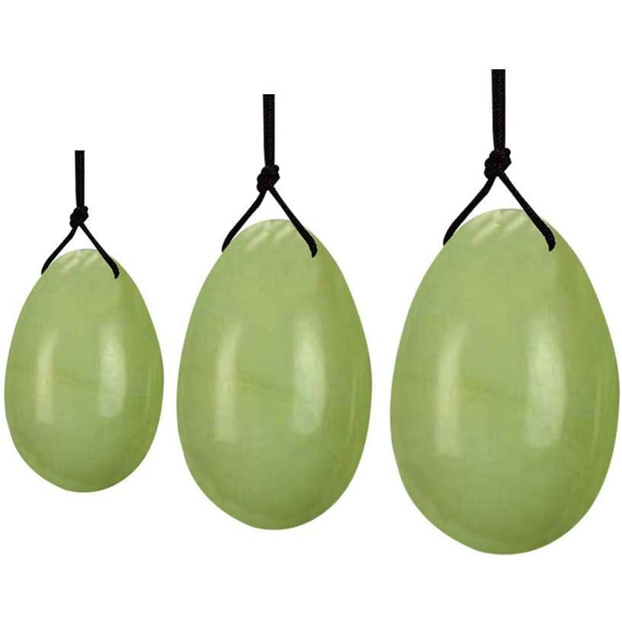 Набір для вагінального масажу з нефриту Yoni Egg - 40x25 мм, зелений