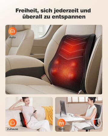 Масажер для шиї та спини Boriwat Shiatsu 3D з функцією підігріву, чорний