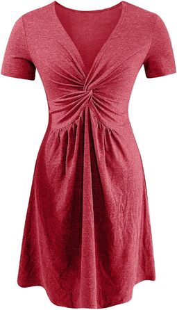 Елегантна жіноча сукня Soerkleid з V-подібним вирізом, А-силуету, рожева, розмір XXL — літня пляжна сукня з високою талією та вузлом