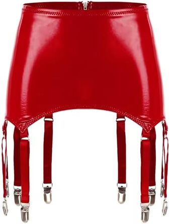 Жіночі стрічкоподібні стрічки для волосся, пояси, спідниці, шкіряні стрічки з металевими кліпсами, аксесуари для клубної моди, червоний колір, розмір 46