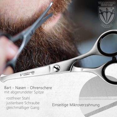 Професійний набір для манікюру чоловічий DREI SCHWERTER, 8 предметів у шкіряному чохлі, чорний (включаючи ножиці для бороди, кусачки, пінцет)