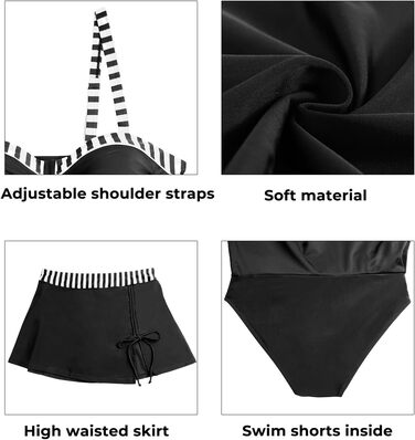 Танкіні жіночий Yonique з спідницею, купальник ручка, роздільний купальник з пуш-ап, XS-XXL, червоний з квітковим принтом