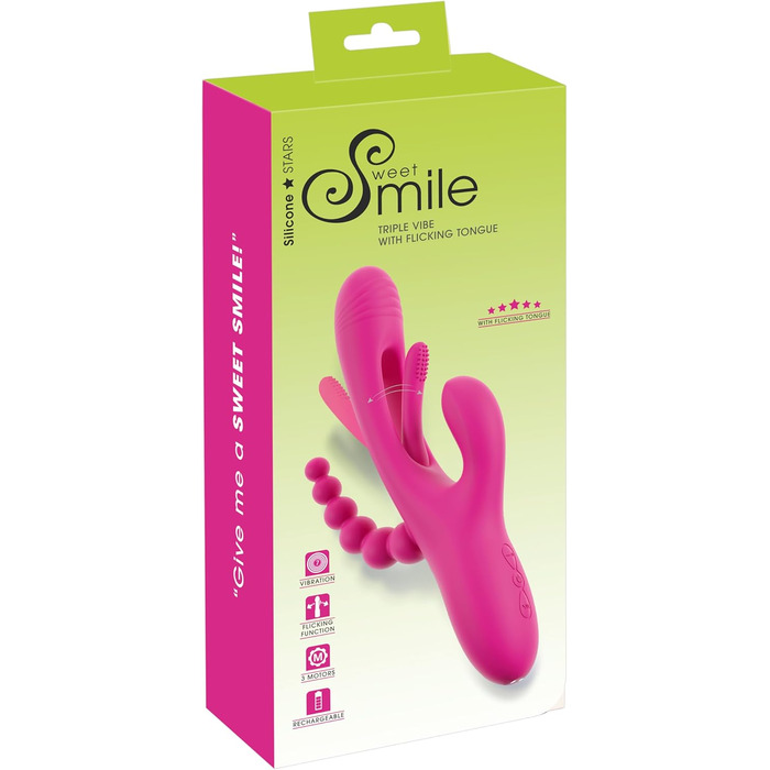Вібратор для дорослих Sweet Smile Triple Vibe Rosa - 3,6 см