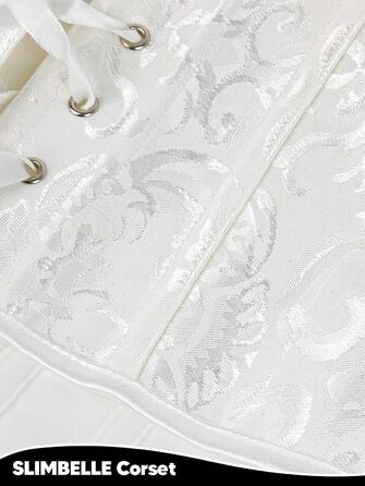 Корсетний топ SLIMBELLE для повних грудей: готичний корсет з мереживом та шнурівкою, бюстгальтер-корсет з сталевими ребрами, топ з фальш-шкіри (L, білий)
