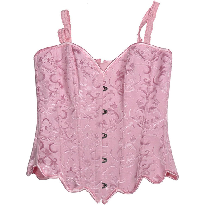 Жіноче корсетне топик з бретелями Overbust, готичний корсет, бюстгальтер, топик, карнавальний костюм, топик для корекції фігури, рожевий, XL