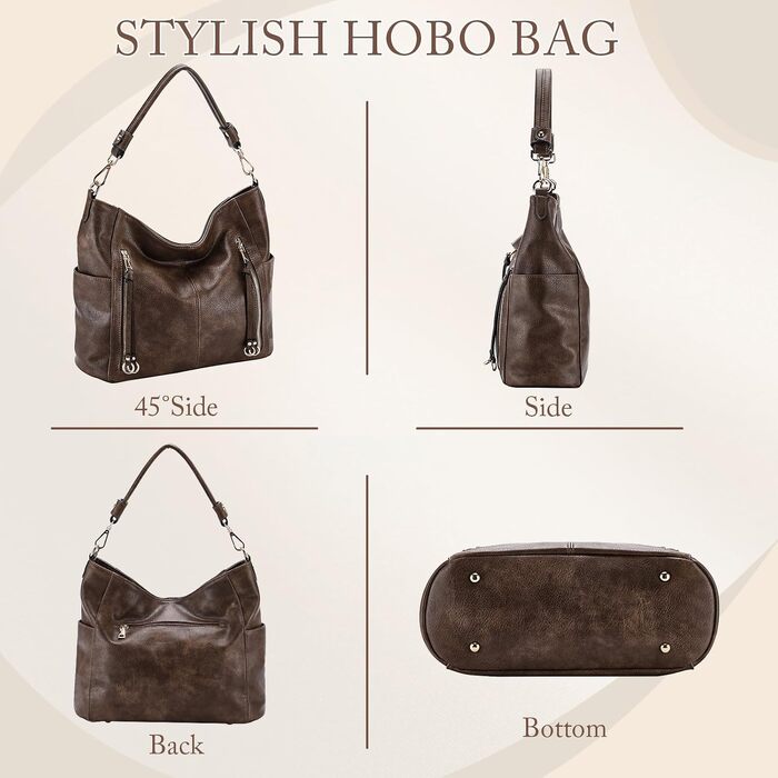 Жіночий набір сумок Chase Chic: шкіряна сумка-шопер Hobo та гаманець, коричневий (кава), з від'ємним плечовим ременем