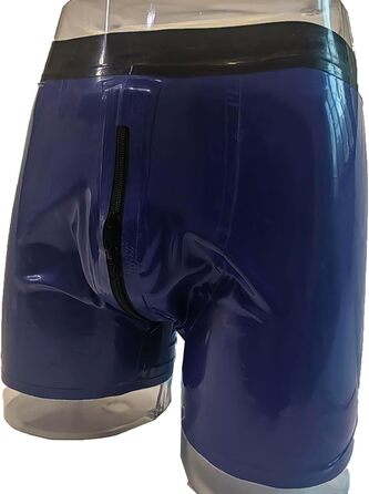 Боксери чоловічі з латексу блакитні Kangxinsheng з блискавкою спереду, для косплею, вечірок, костюмів, XXL